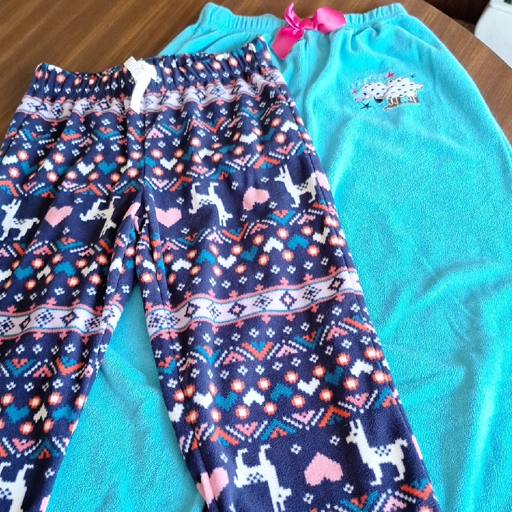 Old Navy Navy Print  (NWOT) & Steve Turquoise Llama Fleece Pajama Bottoms (GUC)